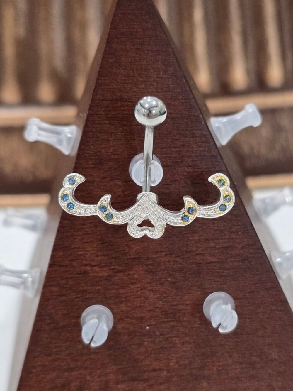 Painful Pleasures ✦ Heart & Blue/Yellow Gem Navel Ring ✦ 14G Surgical Steel NWT